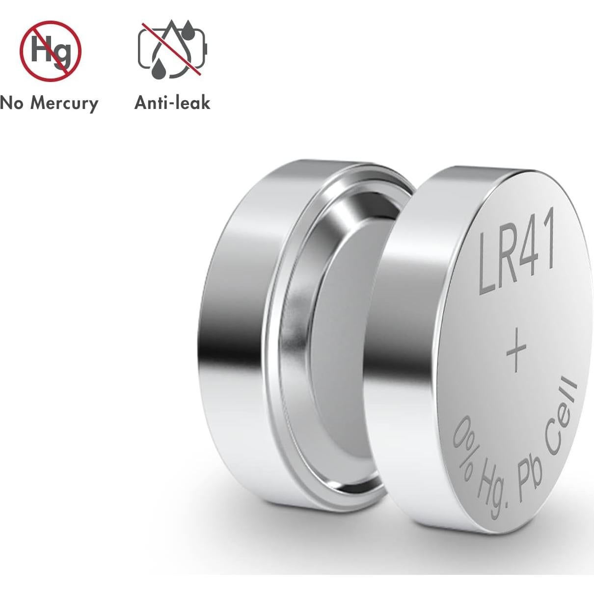 Baterías de botón LR41 Tenergy 1.5V - Paquete de 40 unidades