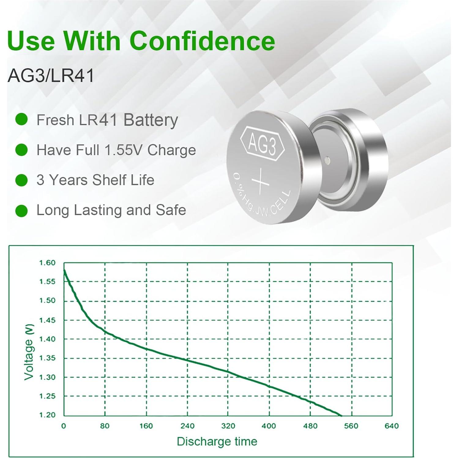 Baterías LR41 AG3 1.5V Botón Sin Mercurio - Paquete 25 Unidades