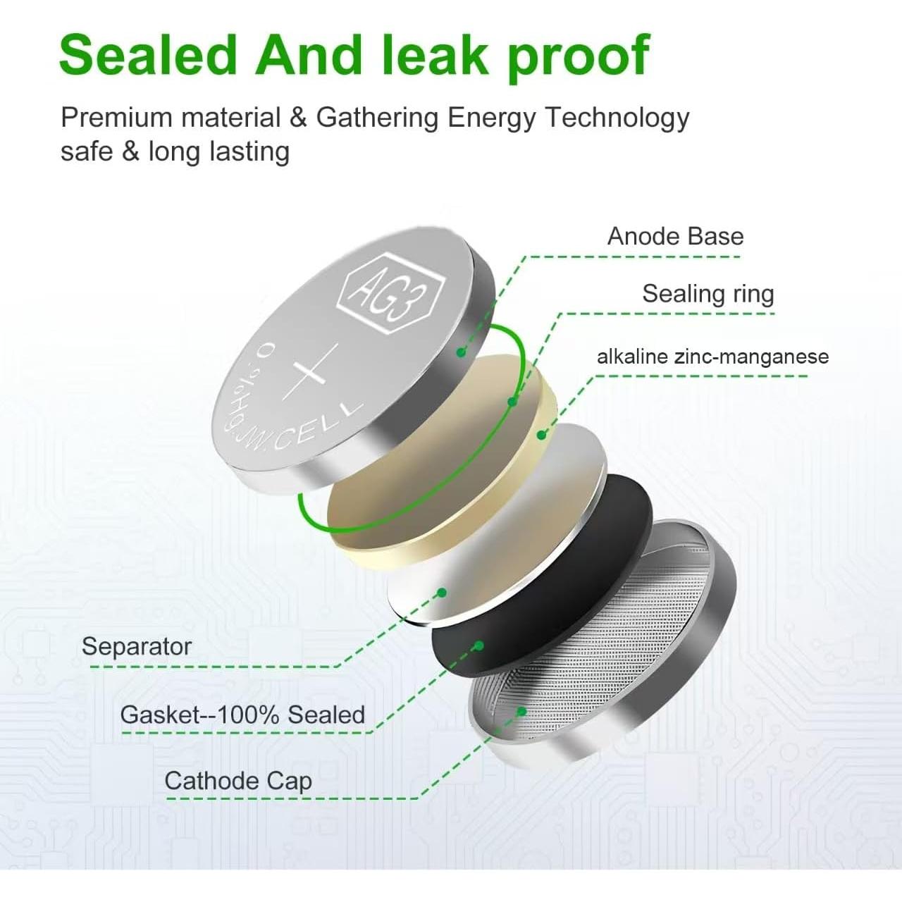 Baterías LR41 AG3 1.5V Botón Sin Mercurio - Paquete 25 Unidades