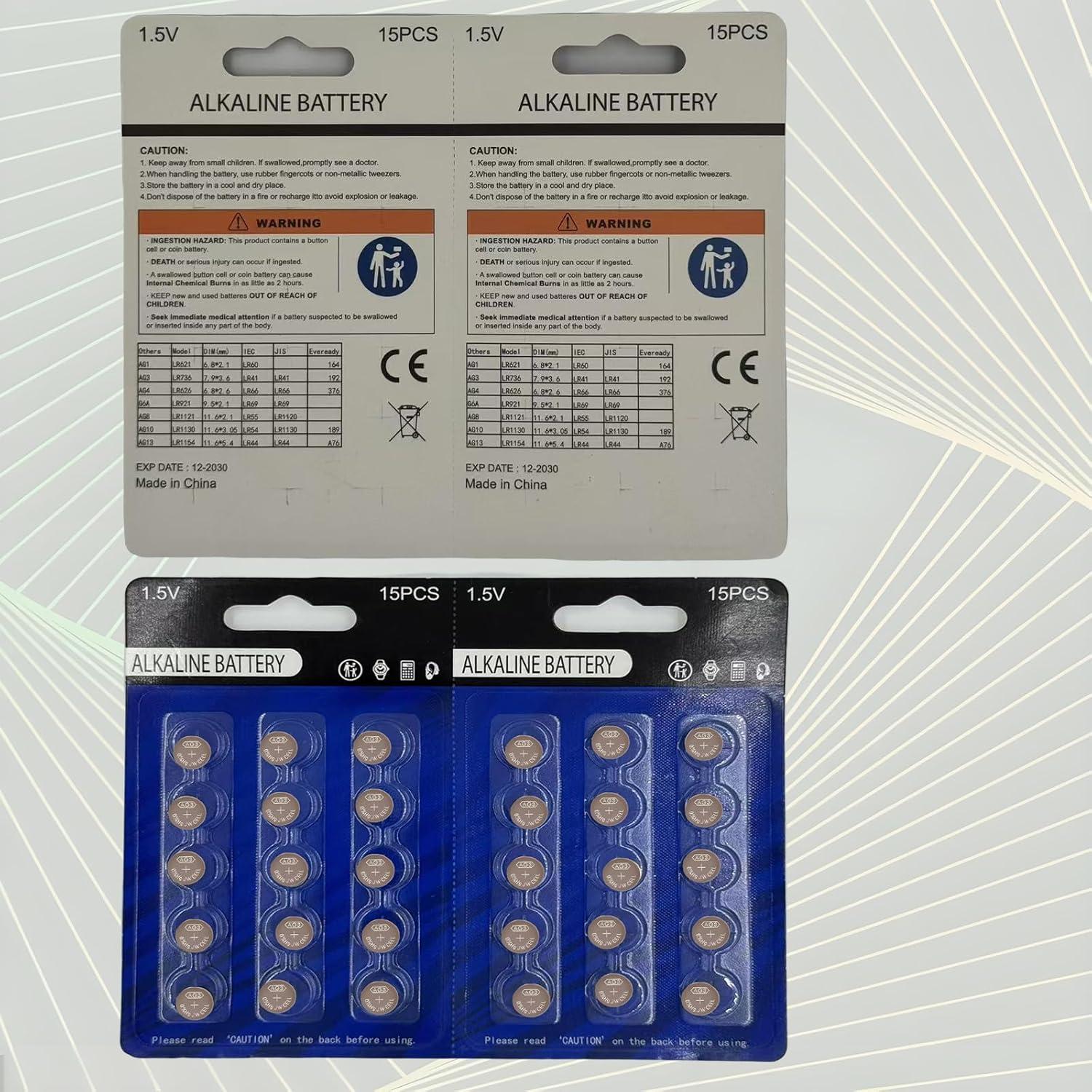 Baterías de botón Youchen LR41 AG3 30 Pack 1.5V Alcalinas