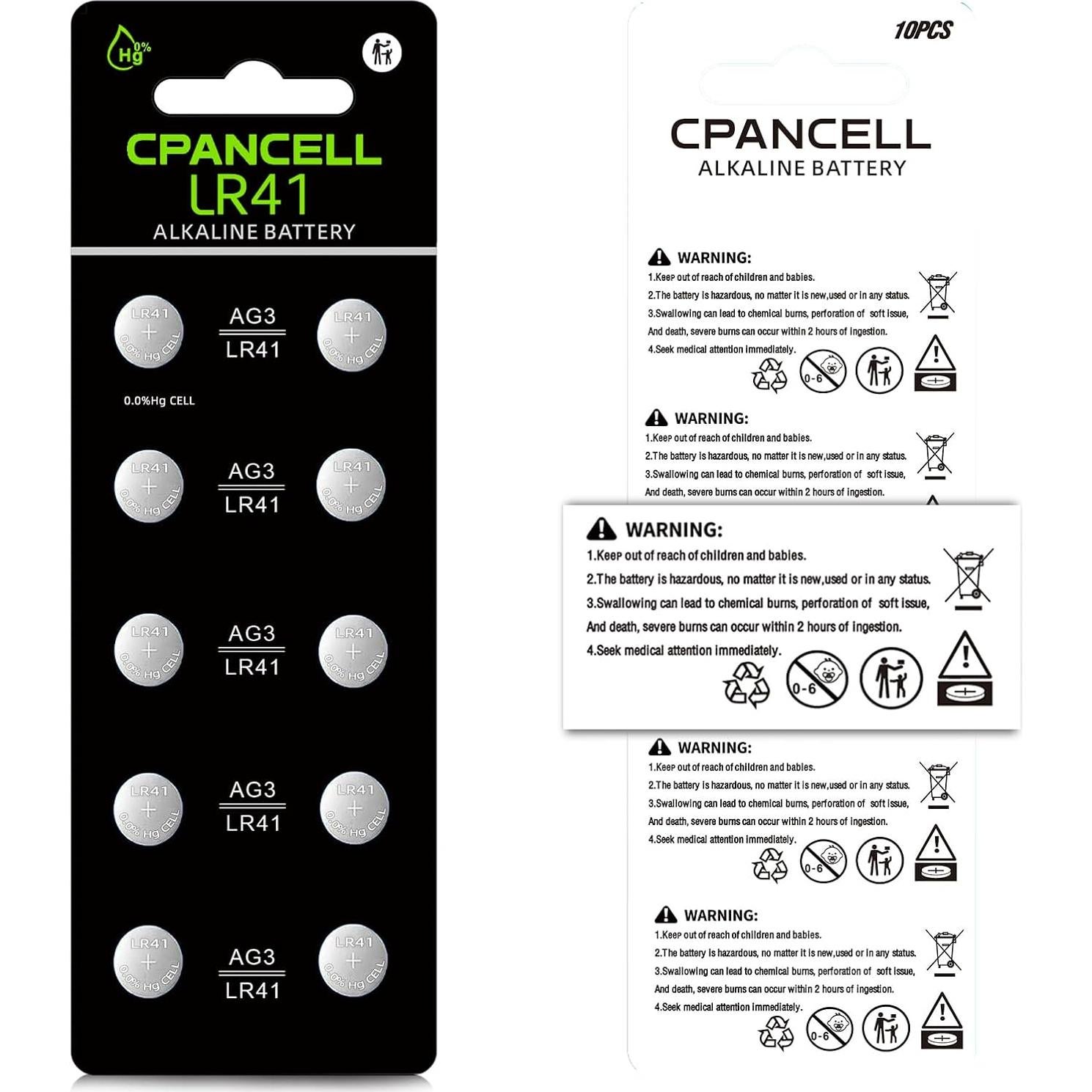 Paquete de 50 Baterías LR41 Alcalinas 1.5V CPANCELL