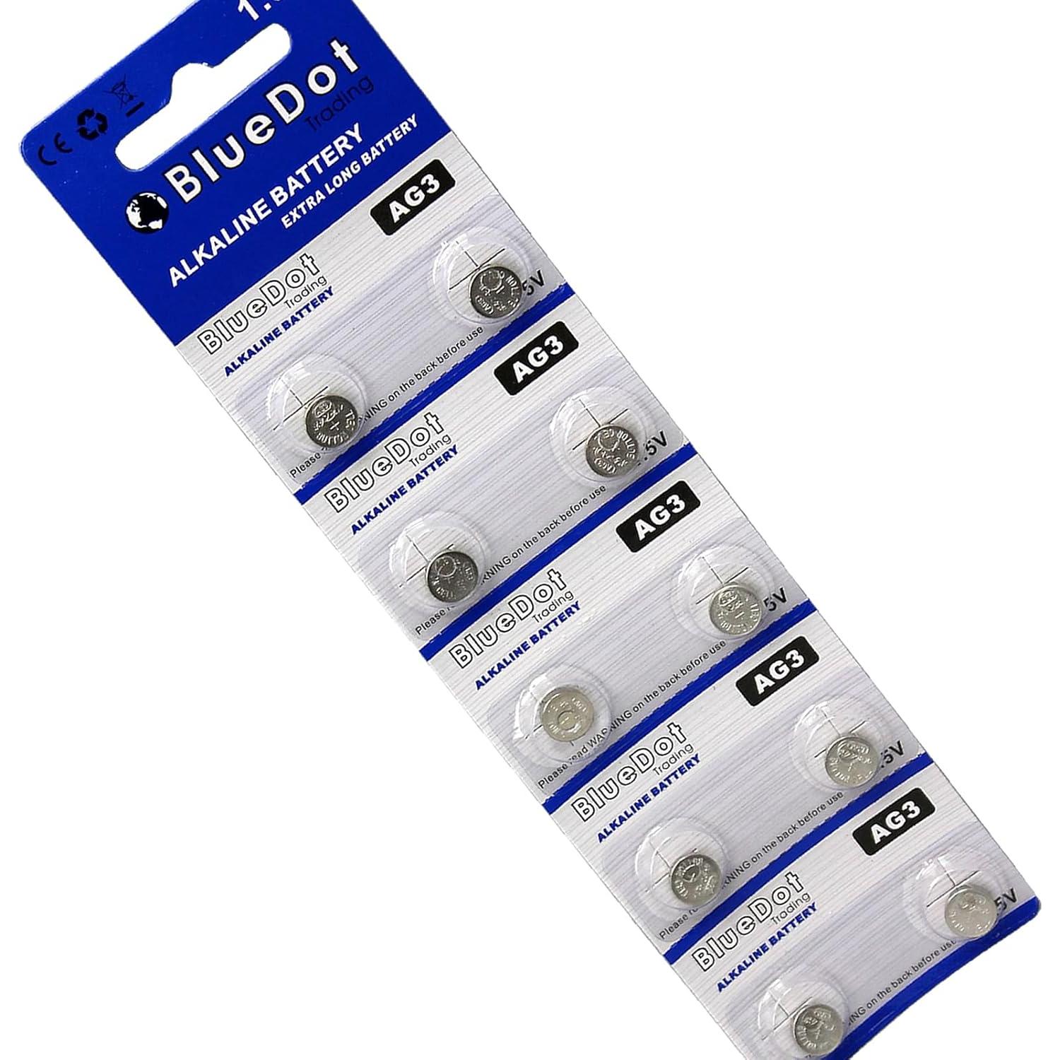 Baterías de botón alcalinas BlueDot AG3 10 unidades 1.55V