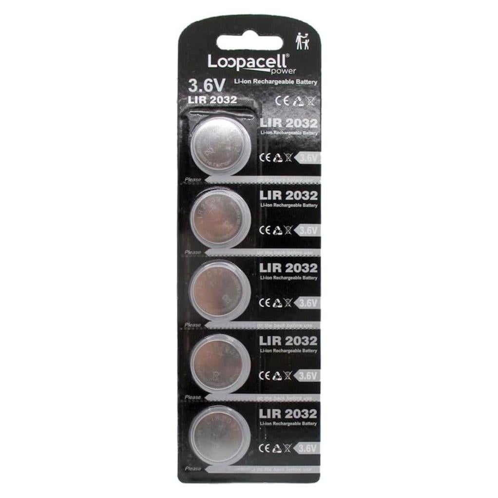 5 Baterías de Botón Recargables Loopacell LIR2032 3.6V