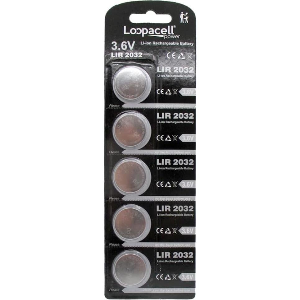 5 Baterías de Botón Recargables Loopacell LIR2032 3.6V