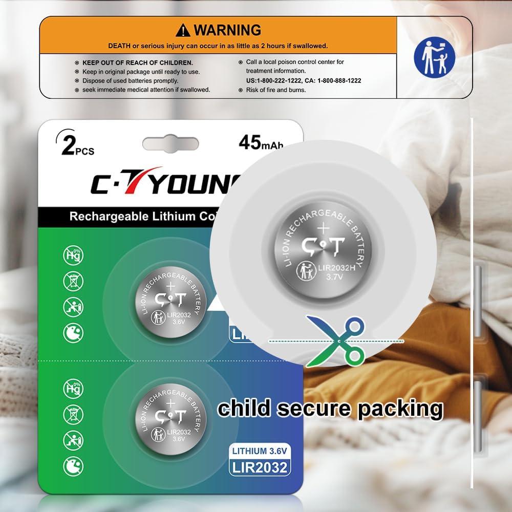 Baterías Recargables LIR2032 CTYOUNG 3.6V 4 Piezas