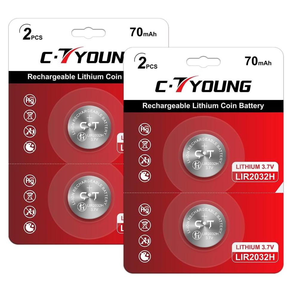Baterías Recargables CTYOUNG LIR2032H 3.7V 70mAh 4 Pack