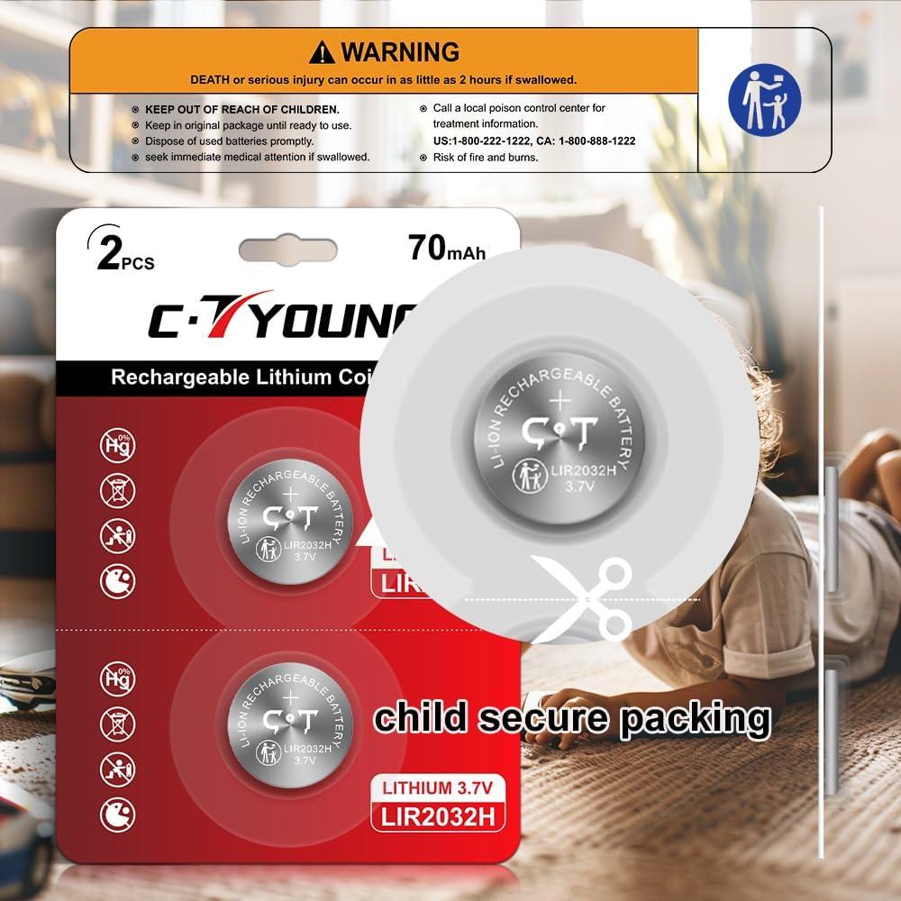 Baterías Recargables CTYOUNG LIR2032H 3.7V 70mAh 4 Pack