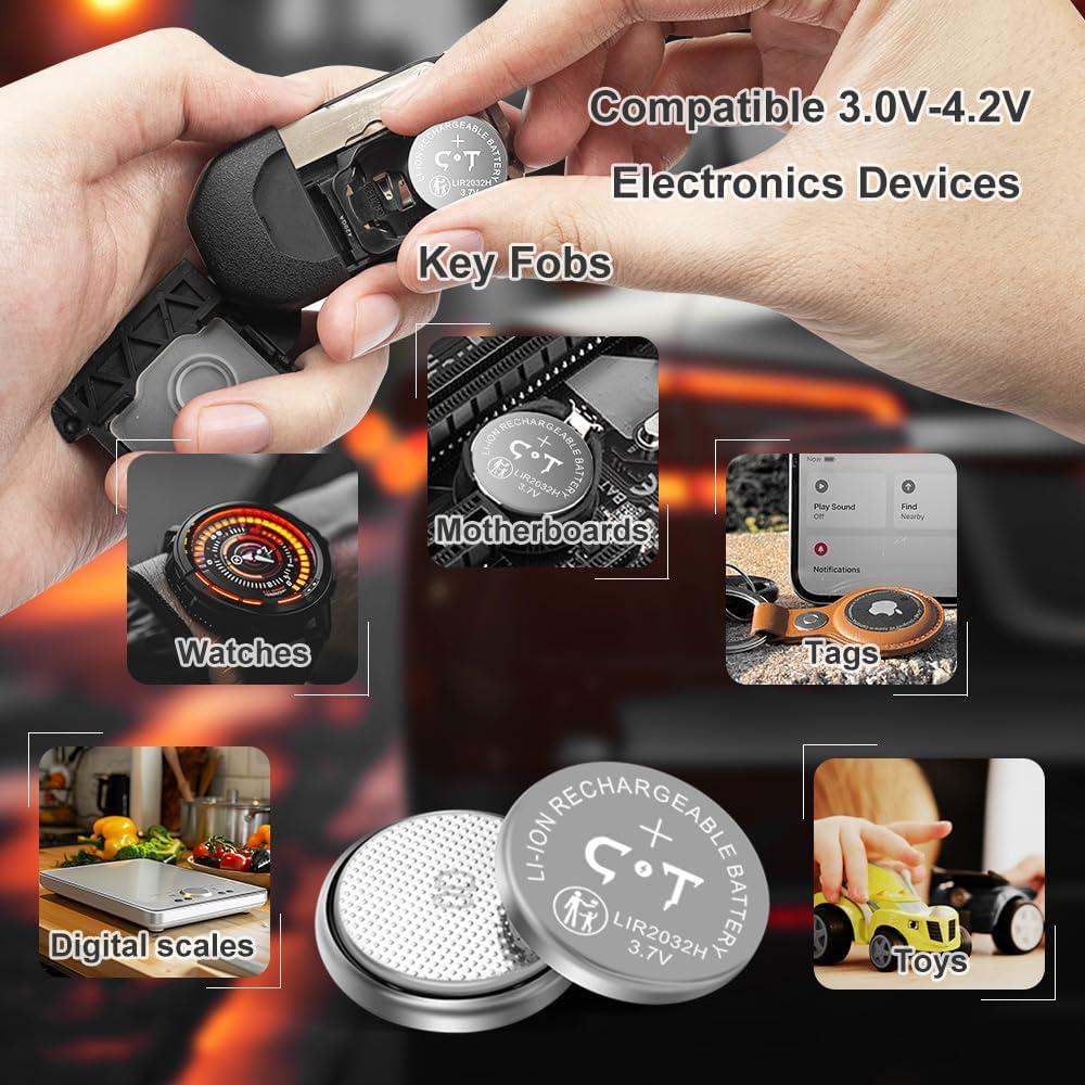 Cargador de Baterías LIR2032H CT ENERGY con 4 Baterías 3.7V