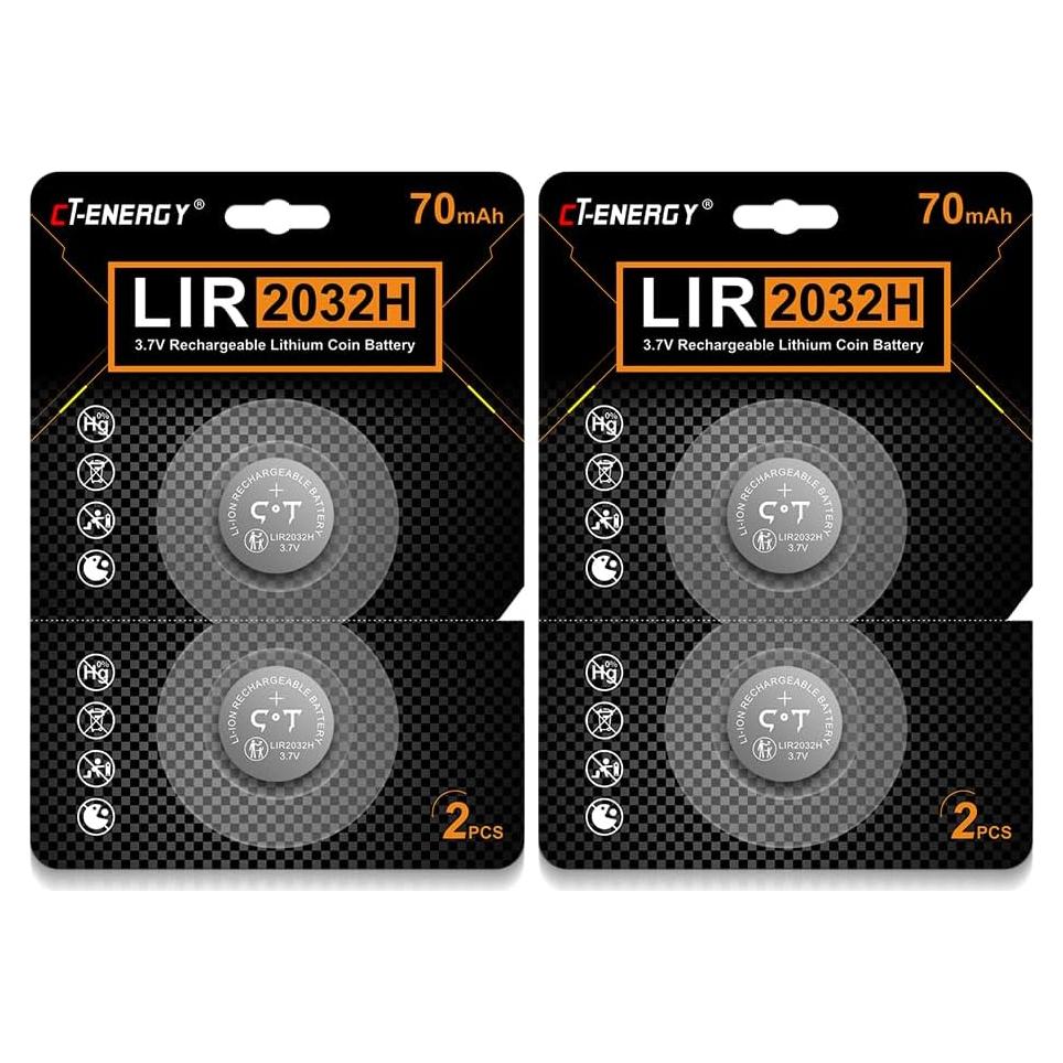 Batería Recargable LIR2032H 4pcs 3.7V 70mAh para Llave