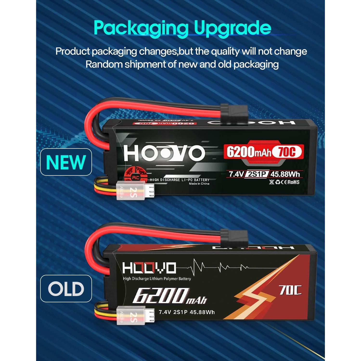 Batería Lipo HOOVO 7.4V 6200mAh 70C 2S para RC