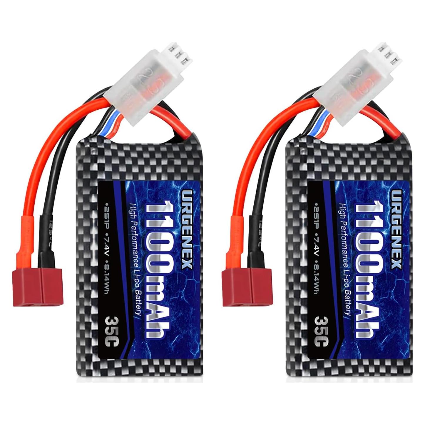 Batería Lipo URGENEX 7.4V 1100mAh 35C 2S Recargable para RC