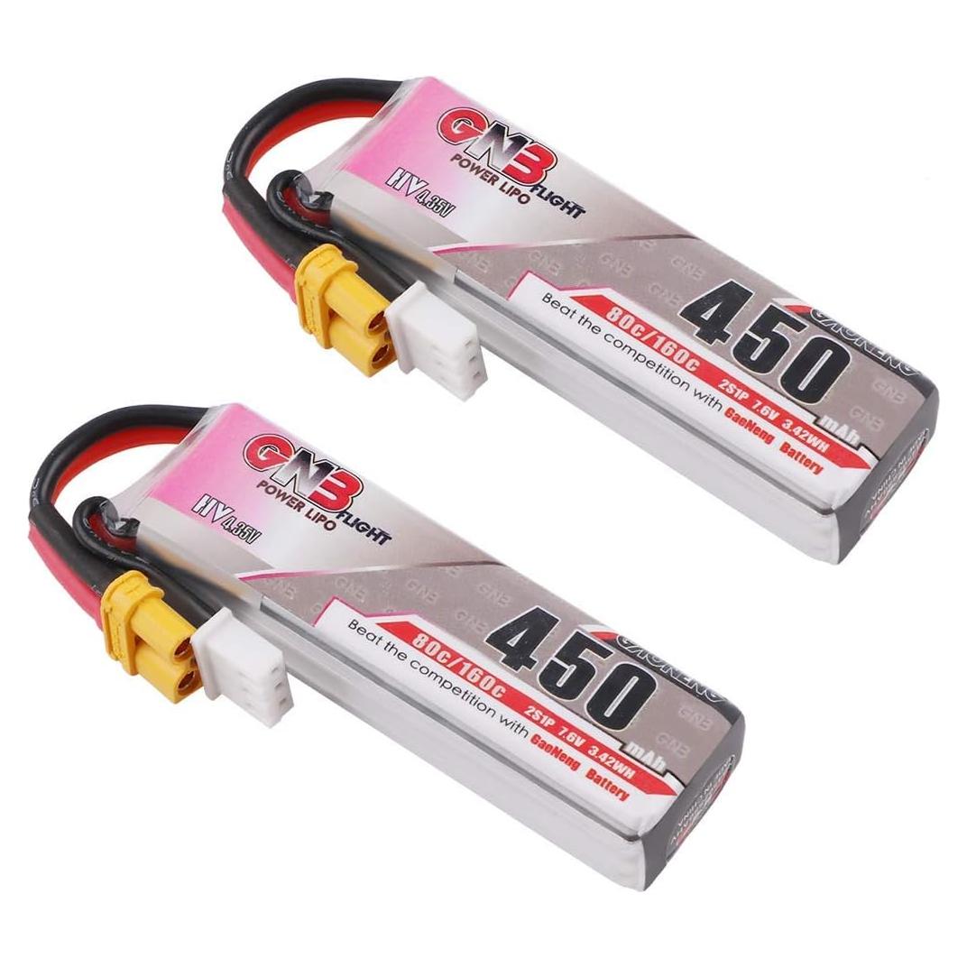 Batería LiPo Crazepony 2S HV 7.6V 450mAh XT30 - 2PCS