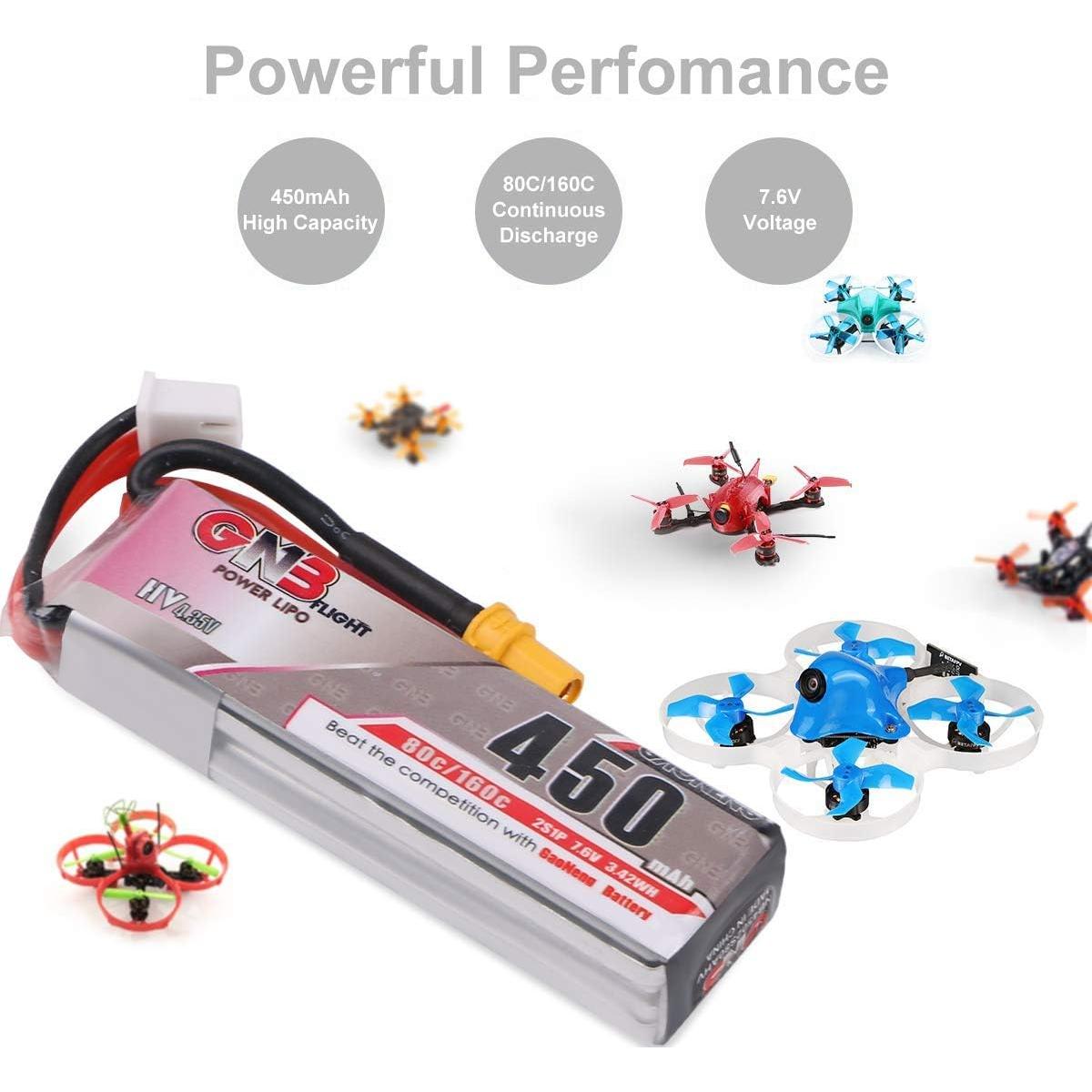 Batería LiPo Crazepony 2S HV 7.6V 450mAh XT30 - 2PCS