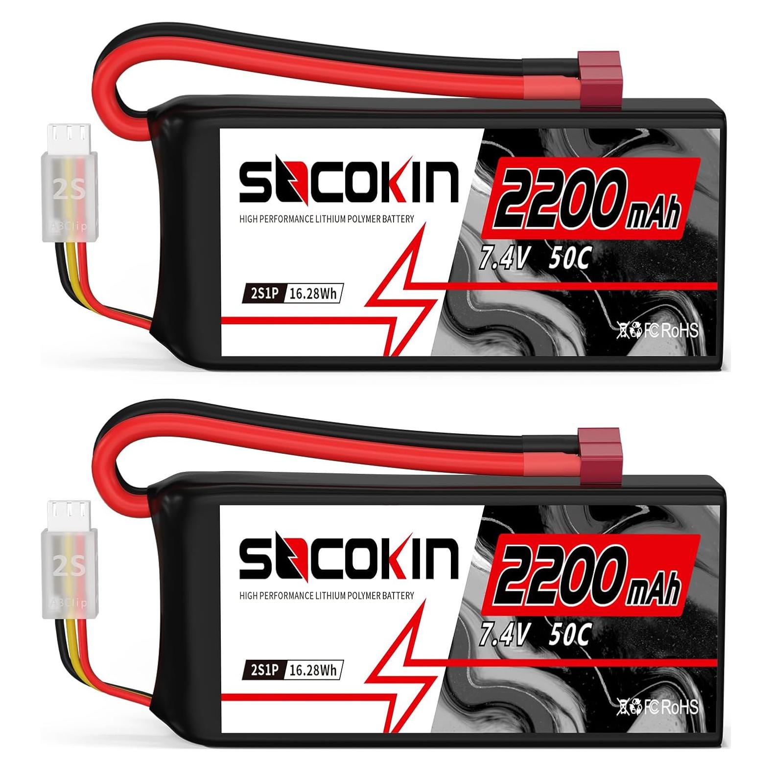Batería Lipo 2S 7.4V 50C 2200mAh T-Plug - Paquete de 2