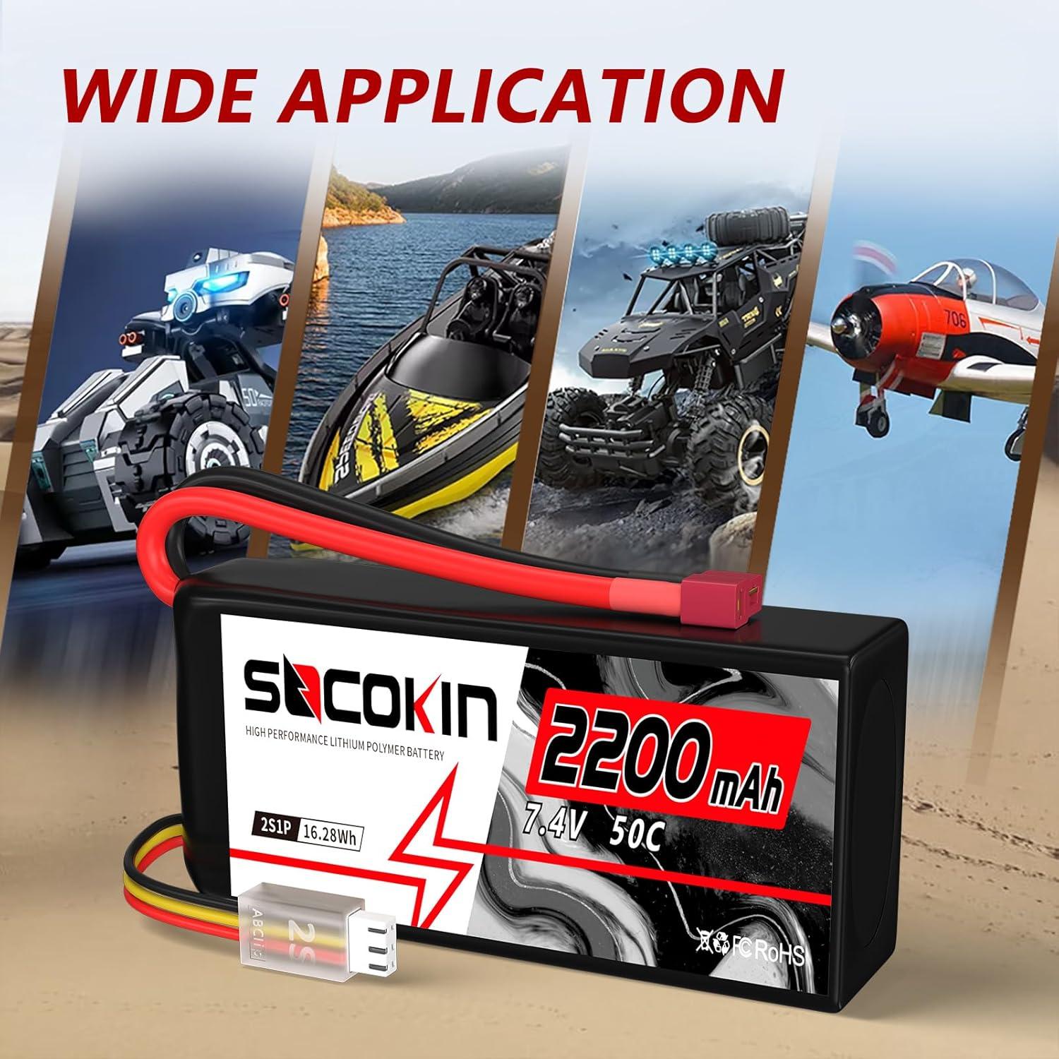 Batería Lipo 2S 7.4V 50C 2200mAh T-Plug - Paquete de 2