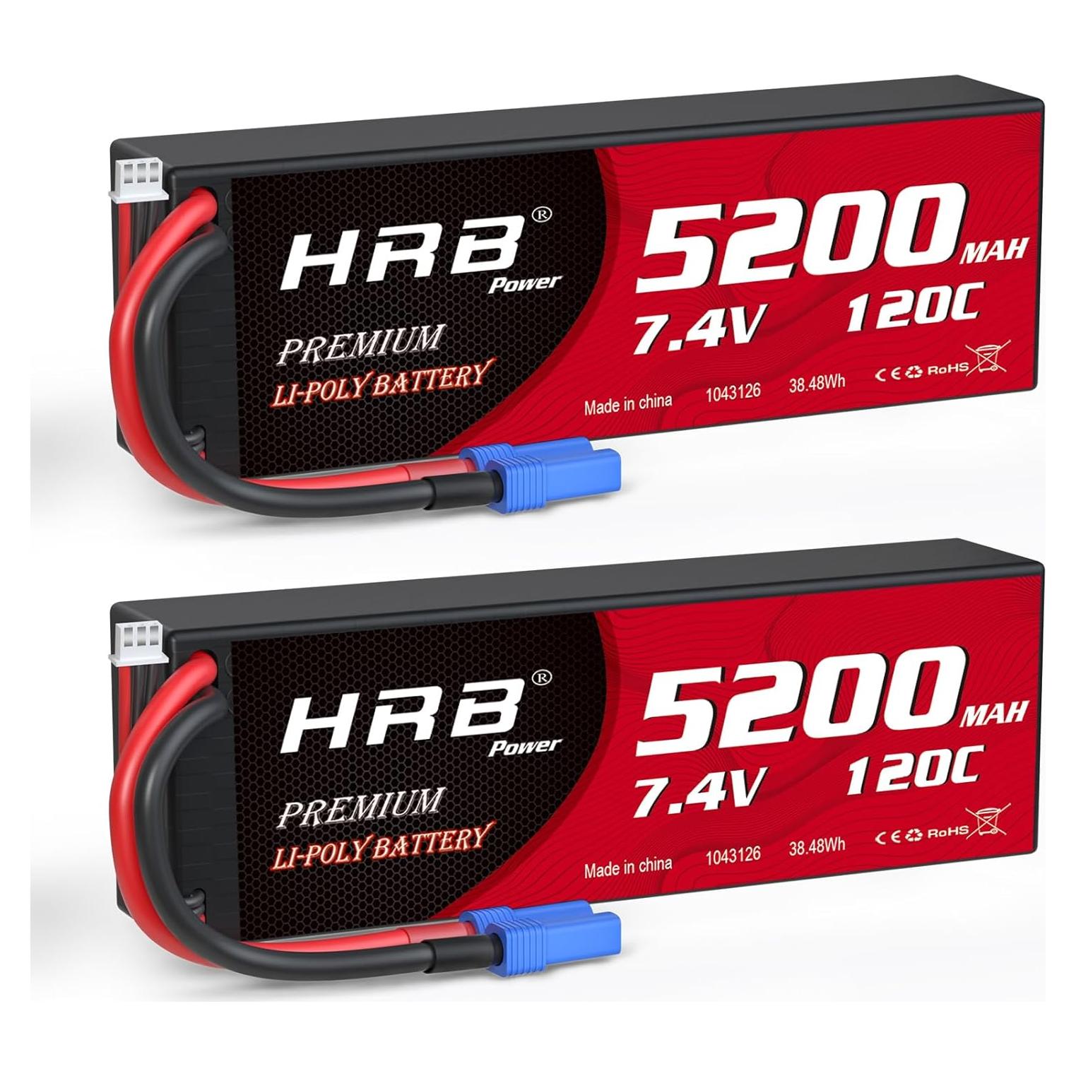 Batería Lipo HRB 2S 5200mAh EC5 7.4V Dura para RC