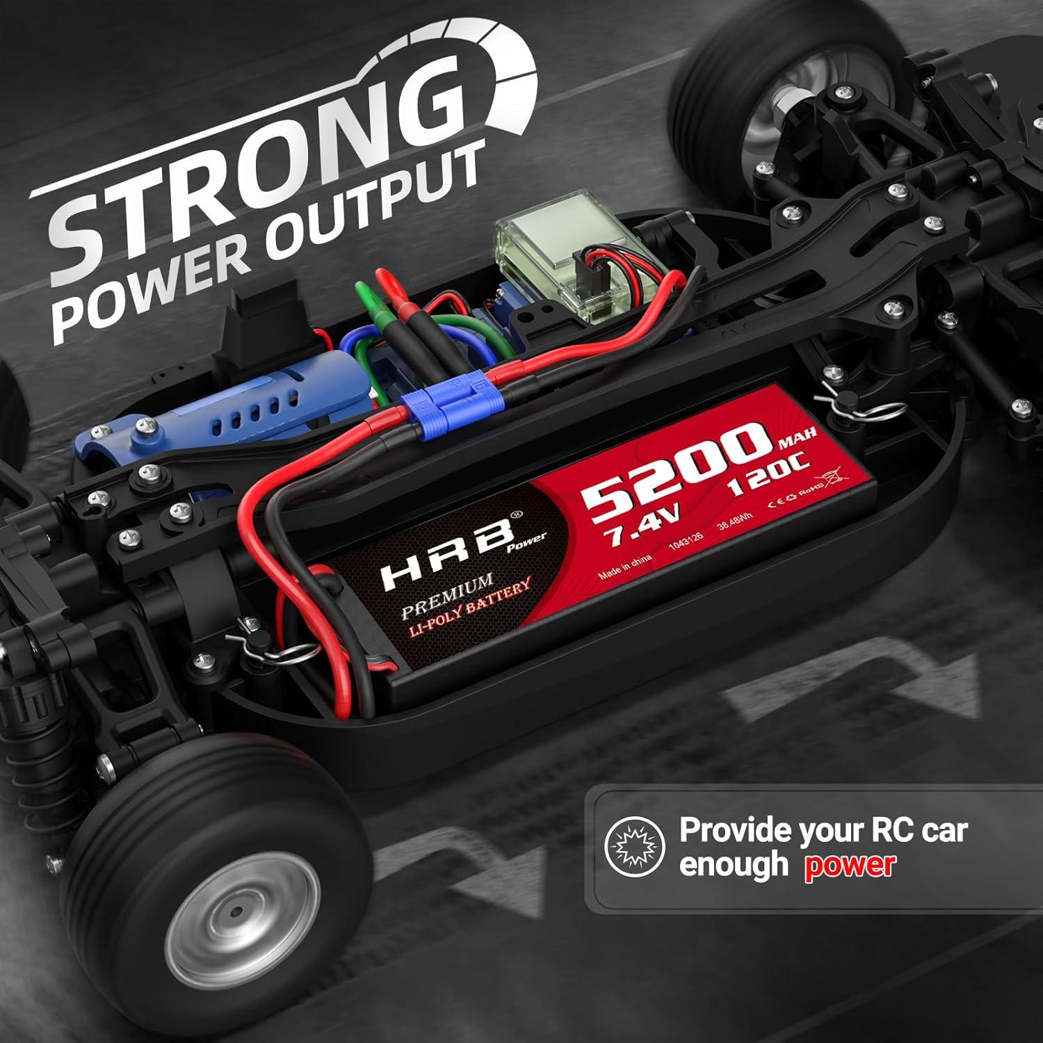 Batería Lipo HRB 2S 5200mAh EC5 7.4V Dura para RC