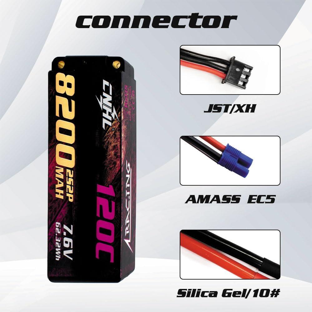 Batería Lipo CNHL 2S 8200mAh 7.6V 120C con Conector EC5