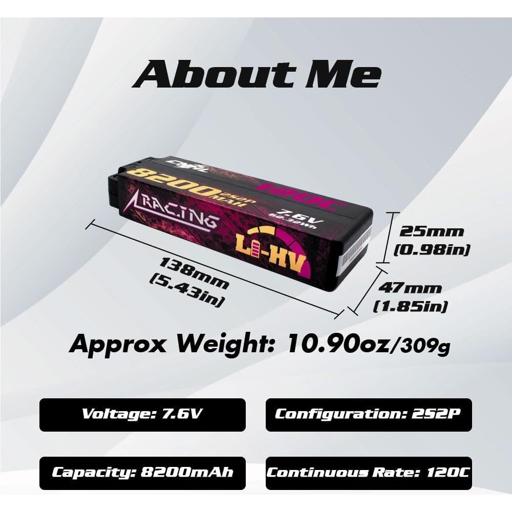 Batería Lipo CNHL 2S 8200mAh 7.6V 120C con Conector EC5