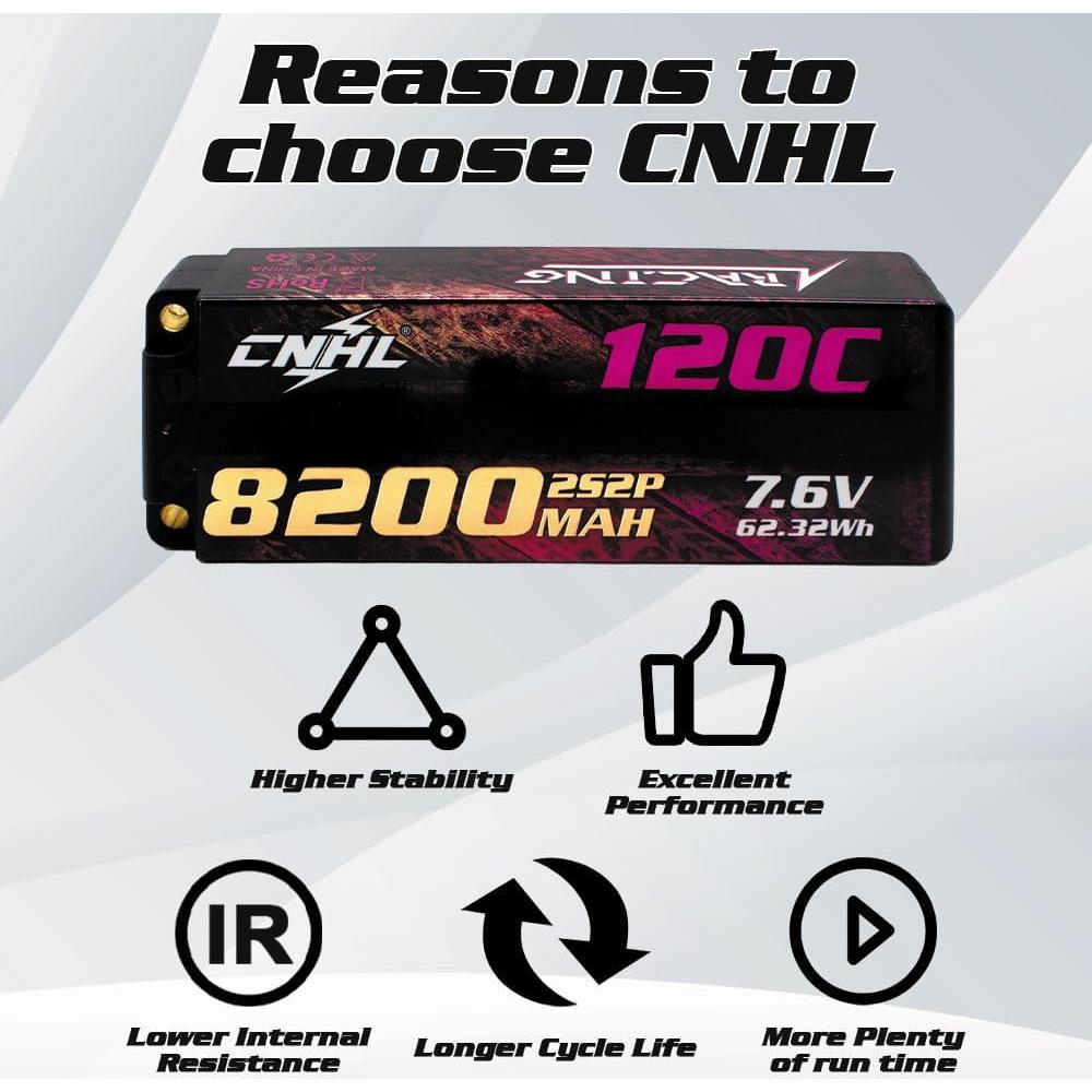Batería Lipo CNHL 2S 8200mAh 7.6V 120C con Conector EC5