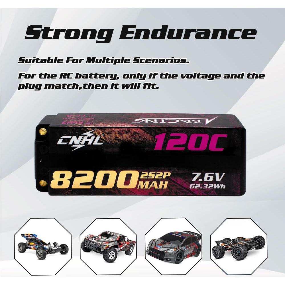 Batería Lipo CNHL 2S 8200mAh 7.6V 120C con Conector EC5