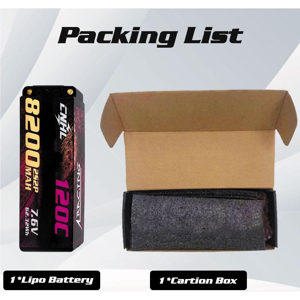 Batería Lipo CNHL 2S 8200mAh 7.6V 120C con Conector EC5