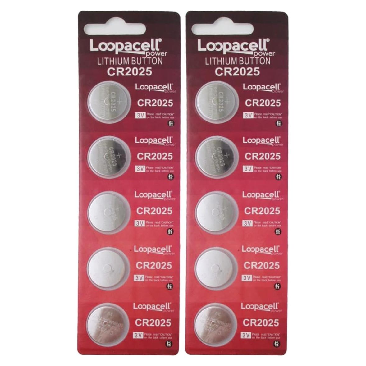 Batería de Litio Loopacell CR2025 - Pack de 10 Piezas 3V