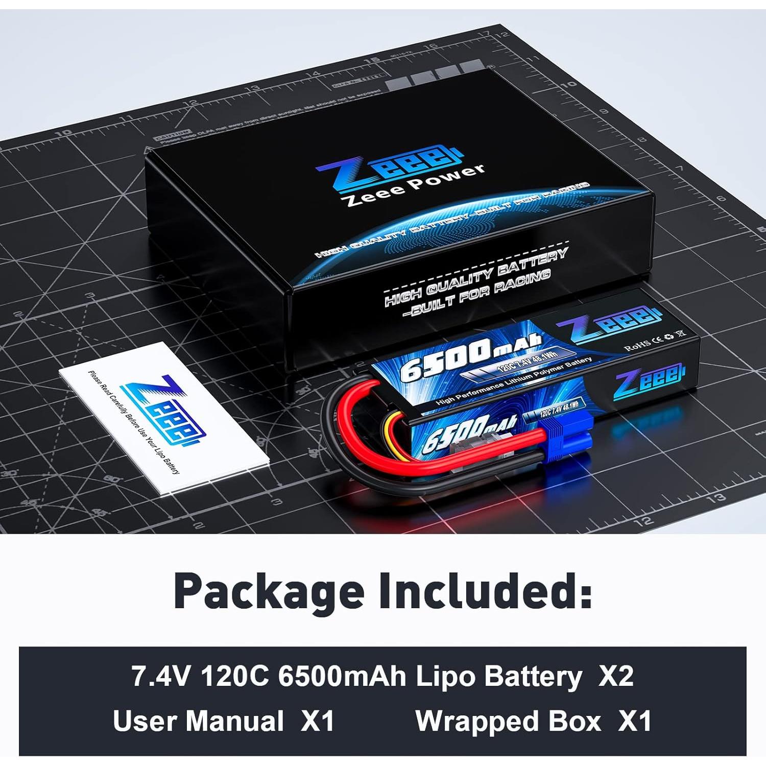 Batería Lipo Zeee 2S 6500mAh 7.4V 120C con Conector EC5