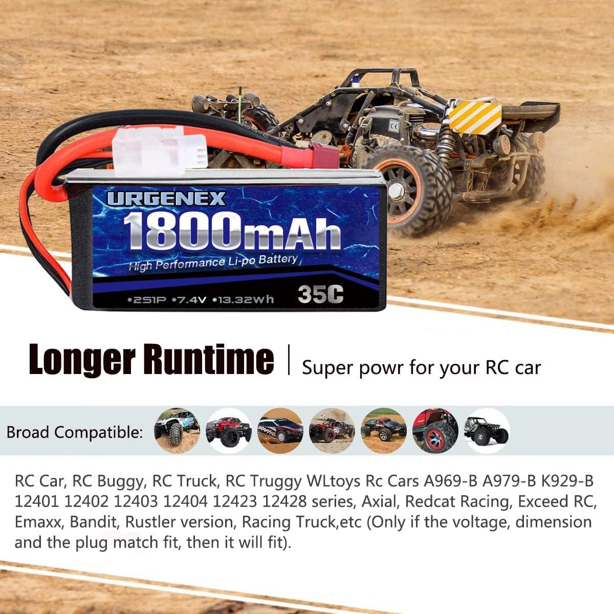 Batería Lipo URGENEX 7.4V 1800mAh 2S 35C para RC