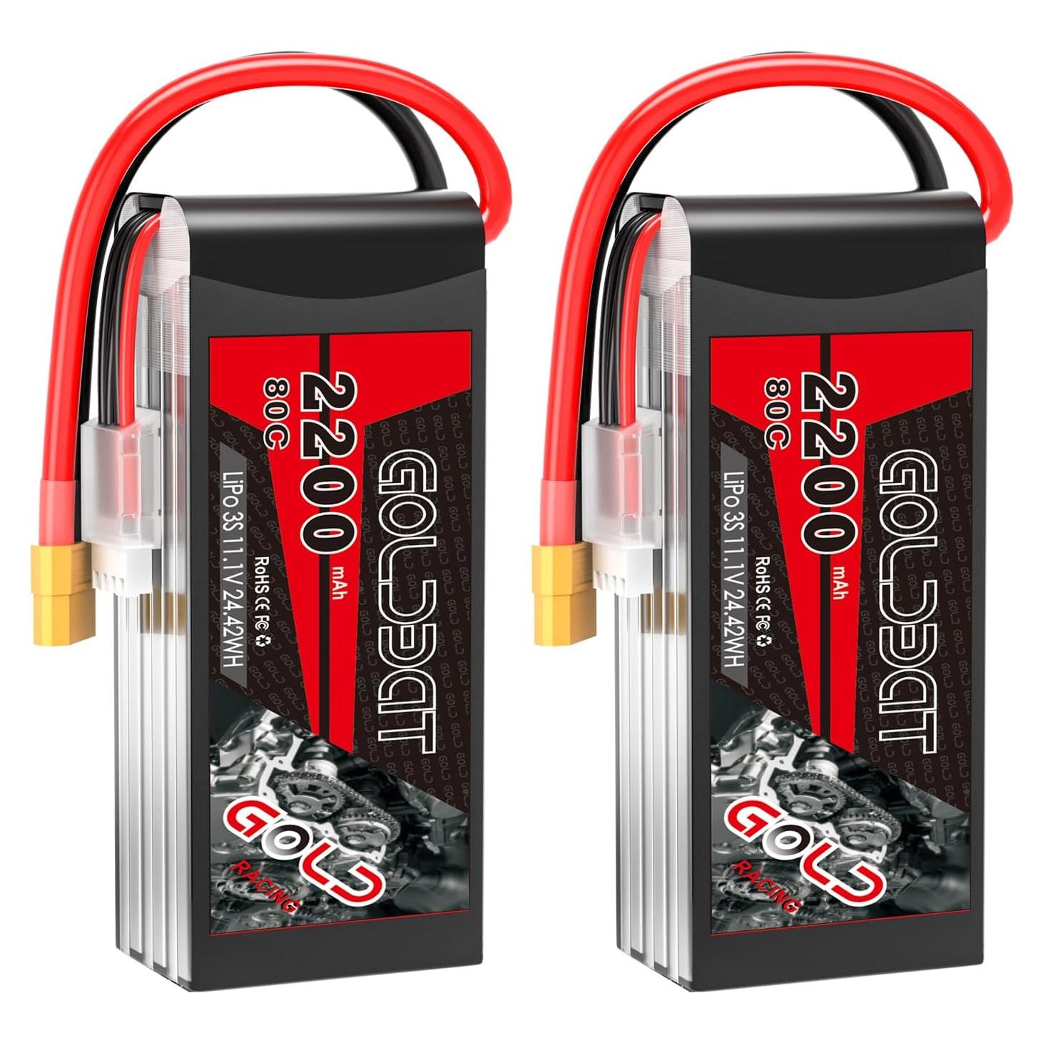 Batería Lipo GOLDBAT 3S 11.1V 2200mAh 80C XT60 - 2 Paquetes