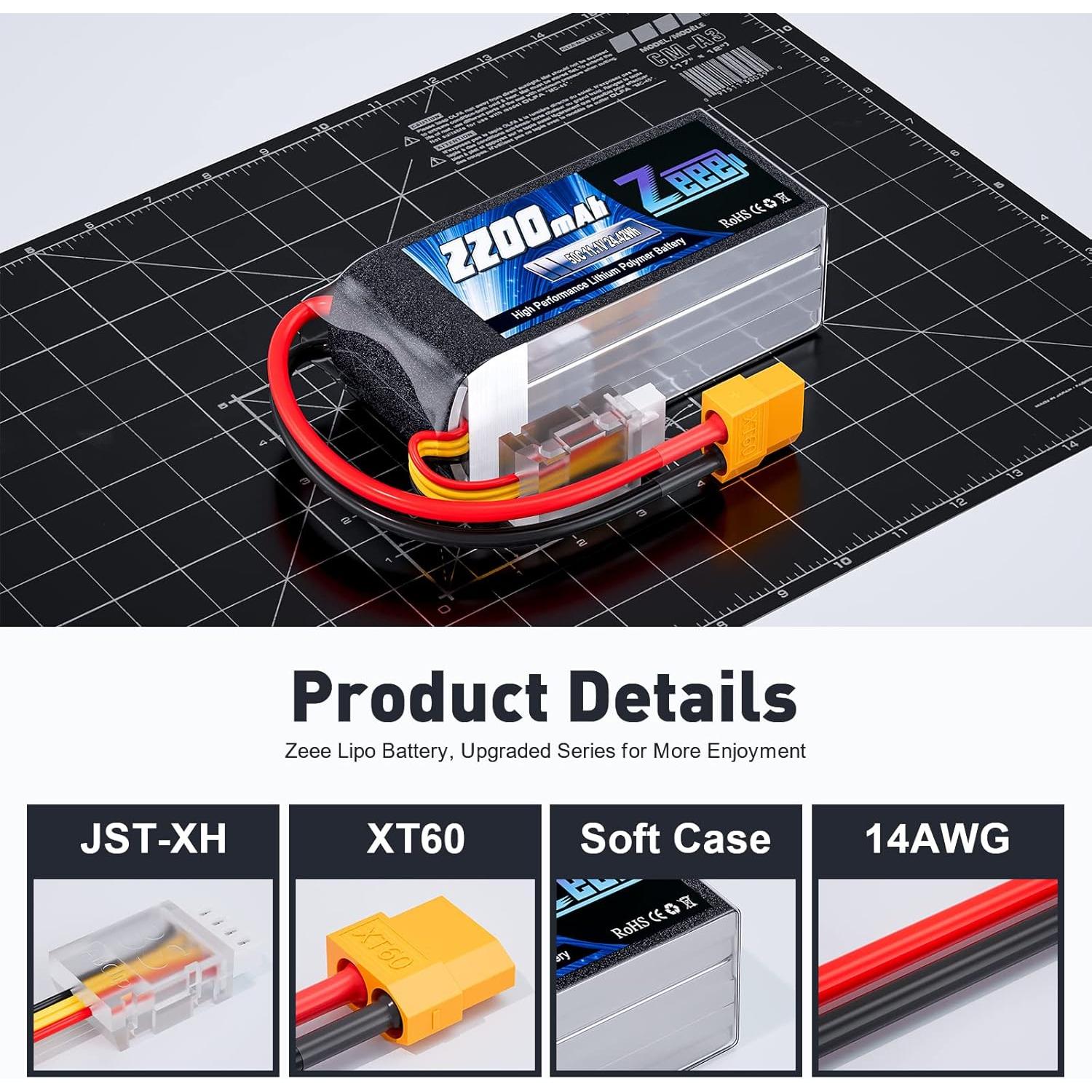 Batería Lipo Zeee 3S 2200mAh 11.1V 50C con conector XT60