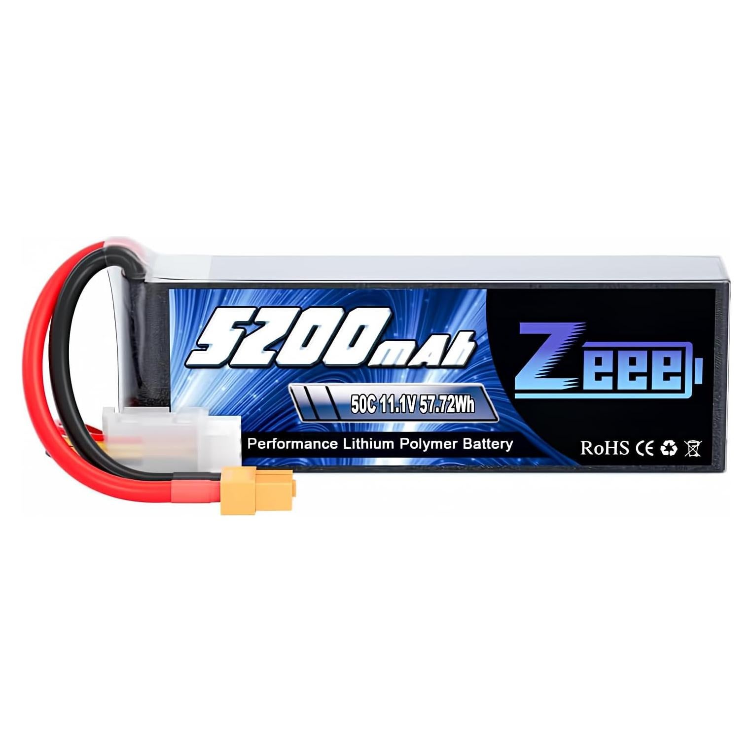 Batería Lipo Zeee 3S 5200mAh 50C 11.1V con conector XT60