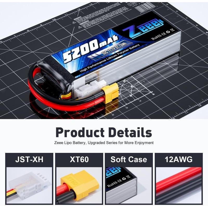 Batería Lipo Zeee 3S 5200mAh 50C 11.1V con conector XT60