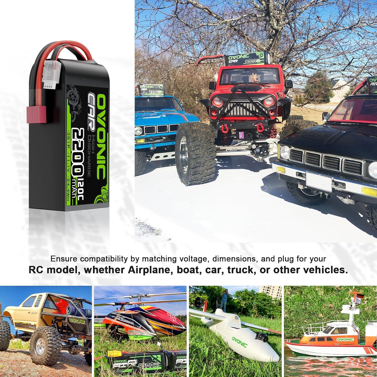 Batería LiPo OVONIC 3S 11.1V 2200mAh 120C con conector Dean