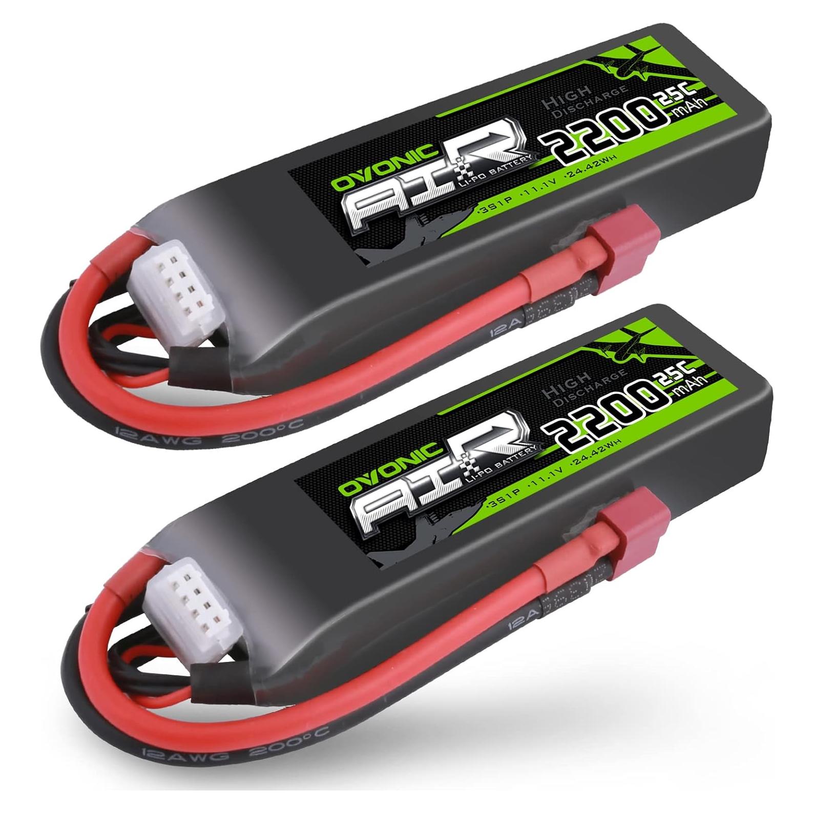Batería Lipo OVONIC 3S 2200mAh 11.1V 25C para RC - 2 Paquetes
