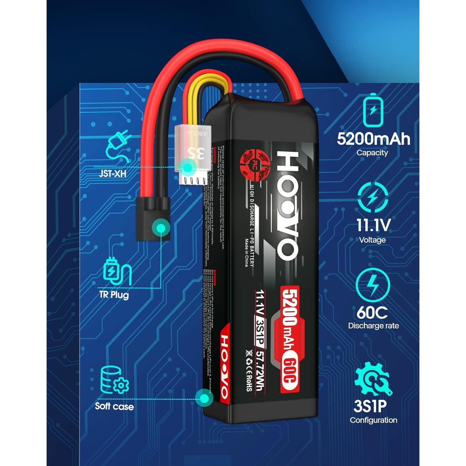 Batería LiPo HOOVO 11.1V 5200mAh 60C para RC