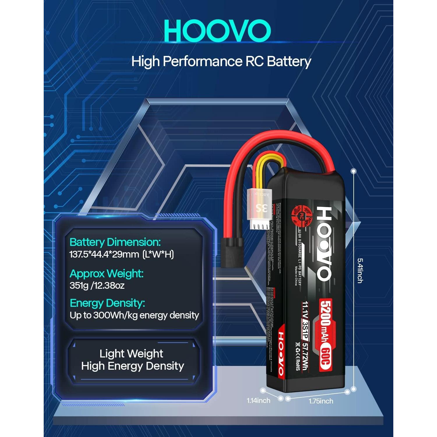 Batería LiPo HOOVO 11.1V 5200mAh 60C para RC