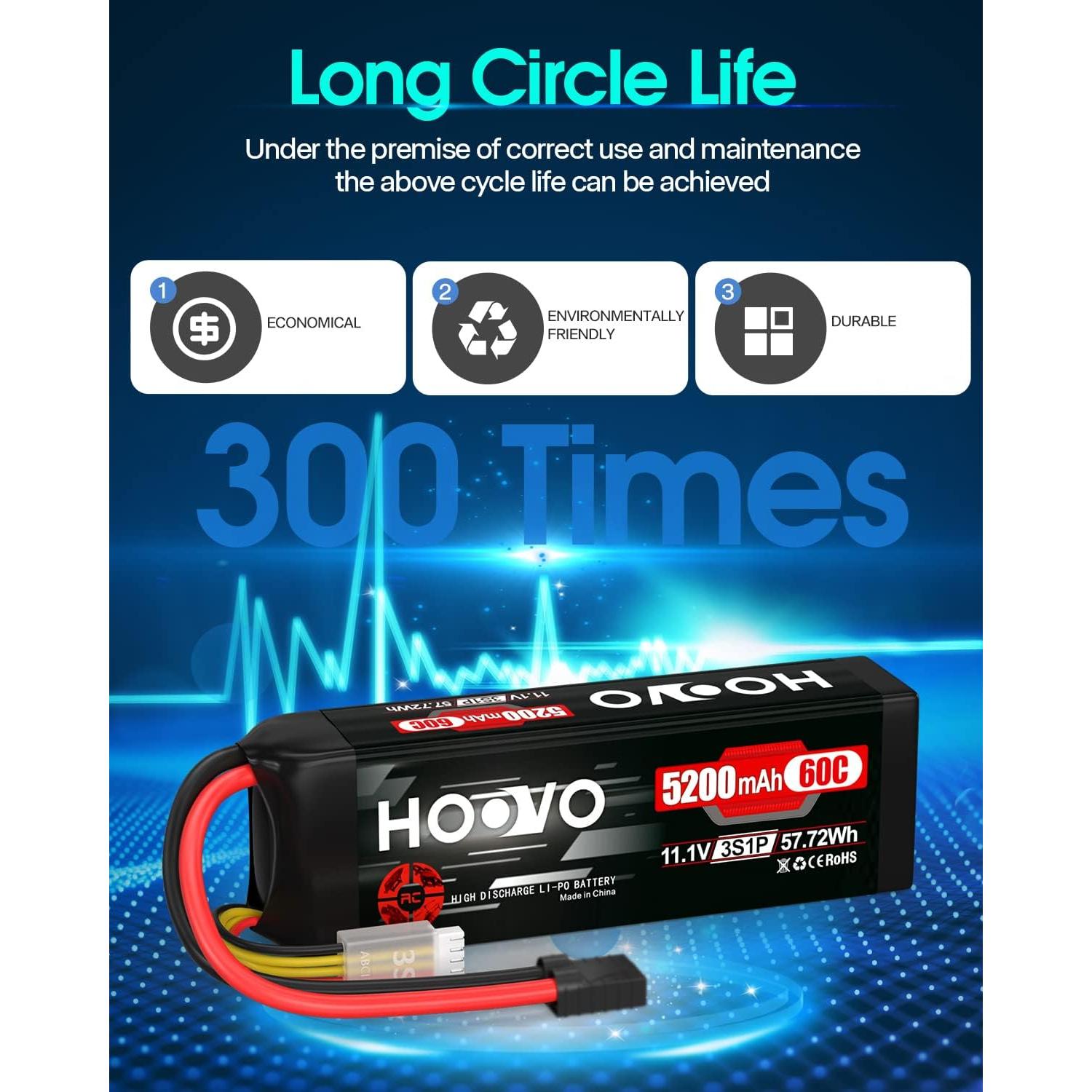 Batería LiPo HOOVO 11.1V 5200mAh 60C para RC