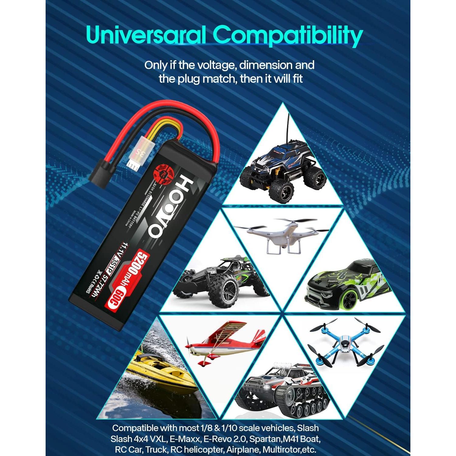 Batería LiPo HOOVO 11.1V 5200mAh 60C para RC