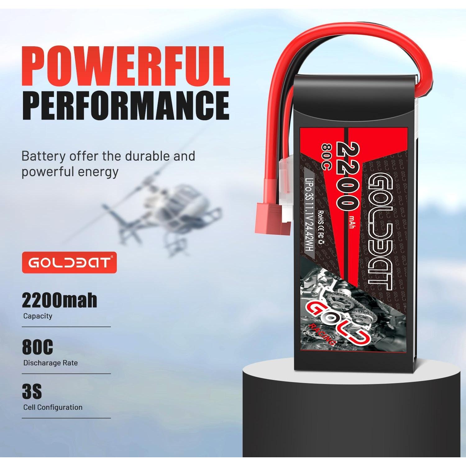 Batería Lipo GOLDBAT 3S 2200mAh 11.1V 80C - 2 Paquete