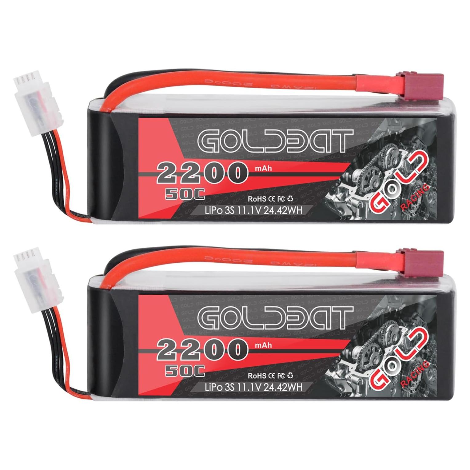 Batería LiPo GOLDBAT 11.1V 2200mAh 3S 35C para RC - Paquete de 2