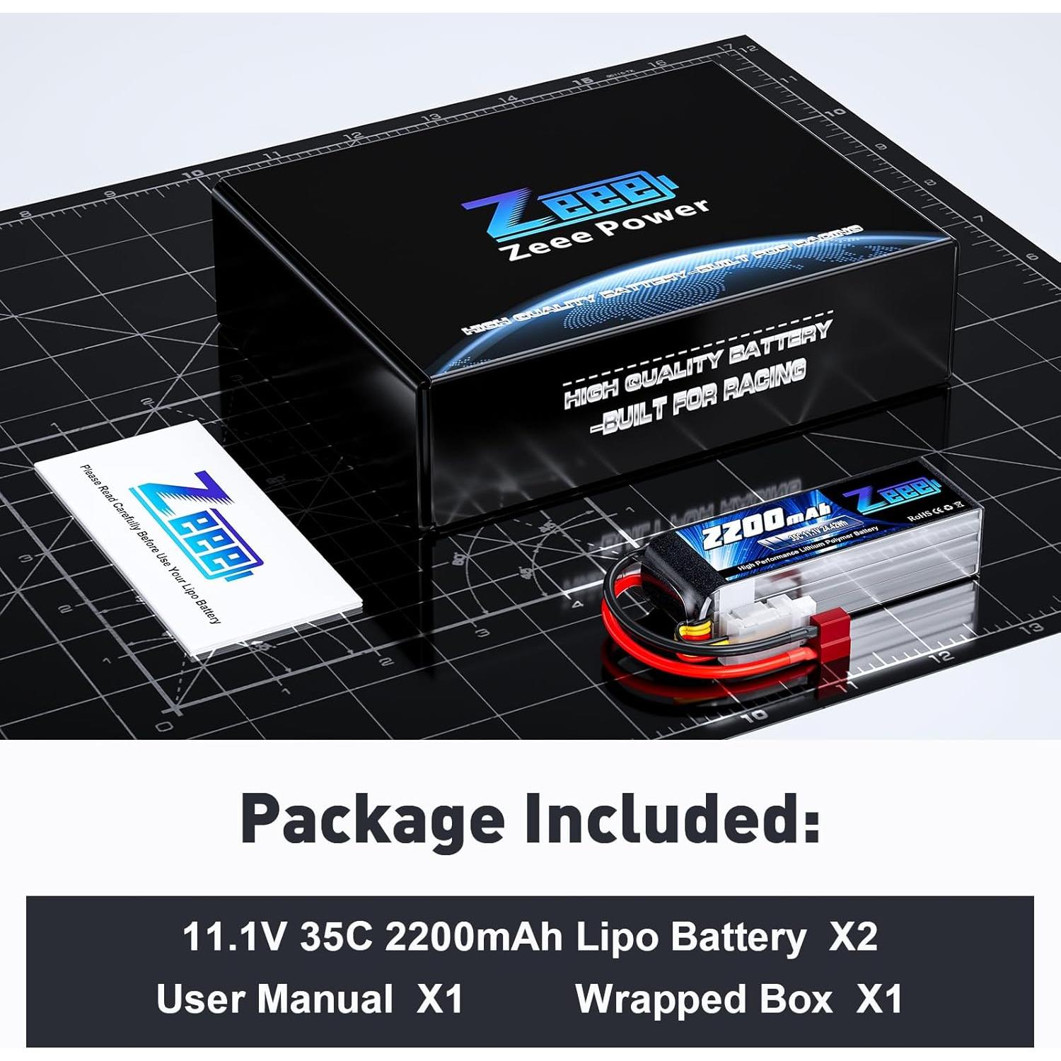 Batería LiPo Zeee 3S 2200mAh 11.1V 35C Paquete de 2