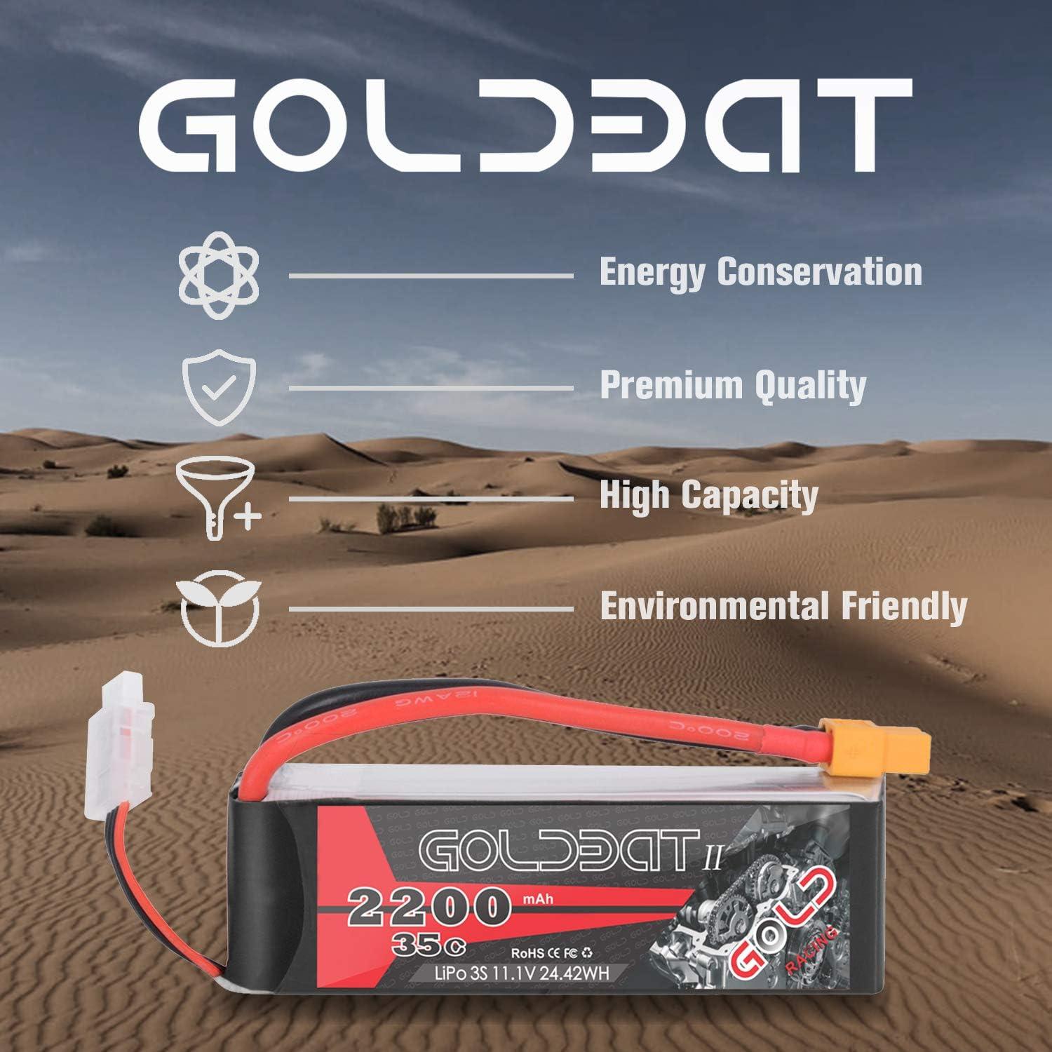 Batería Lipo GOLDBAT 3S 2200mAh 11.1V 35C XT60 para Dron RC
