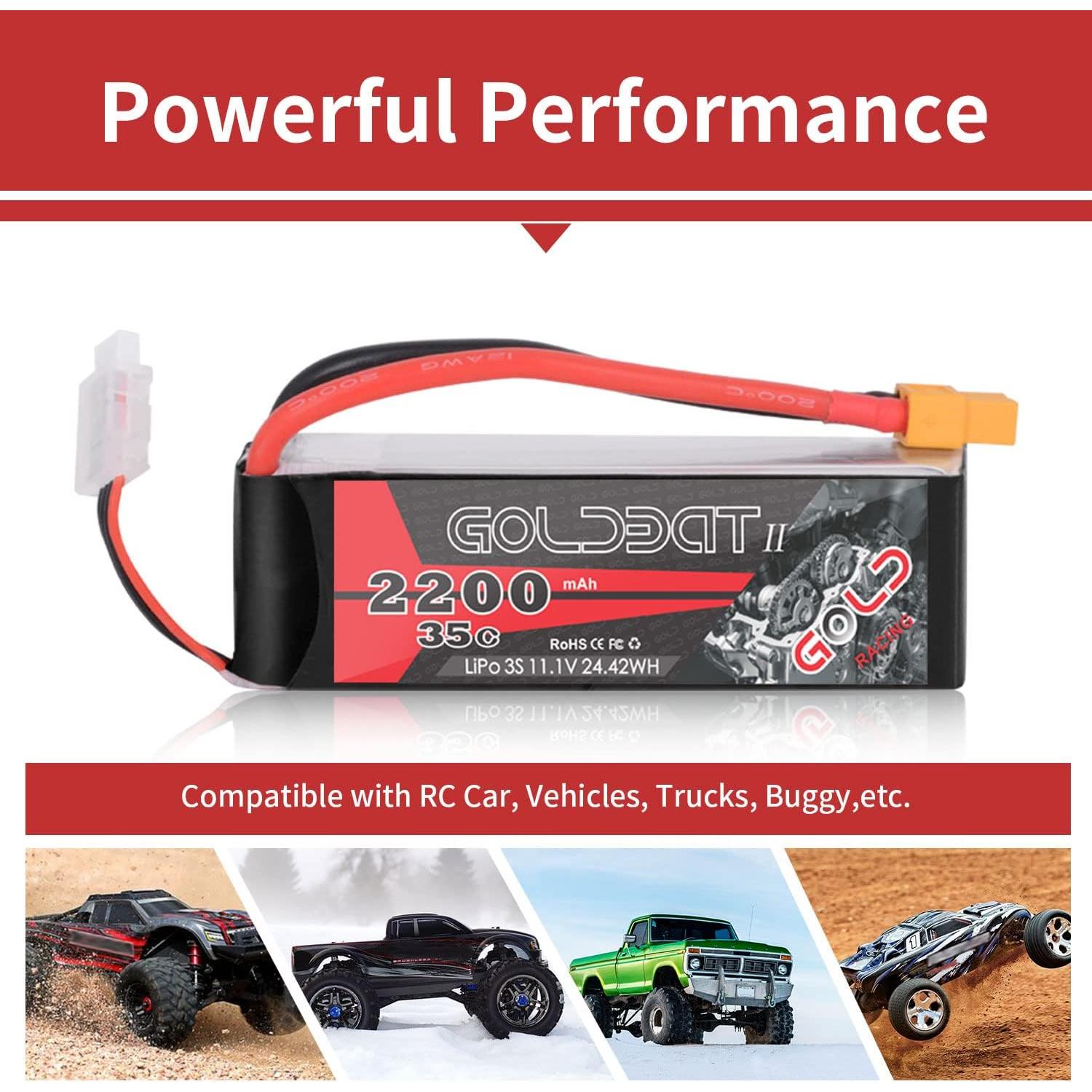 Batería Lipo GOLDBAT 3S 2200mAh 11.1V 35C XT60 para Dron RC