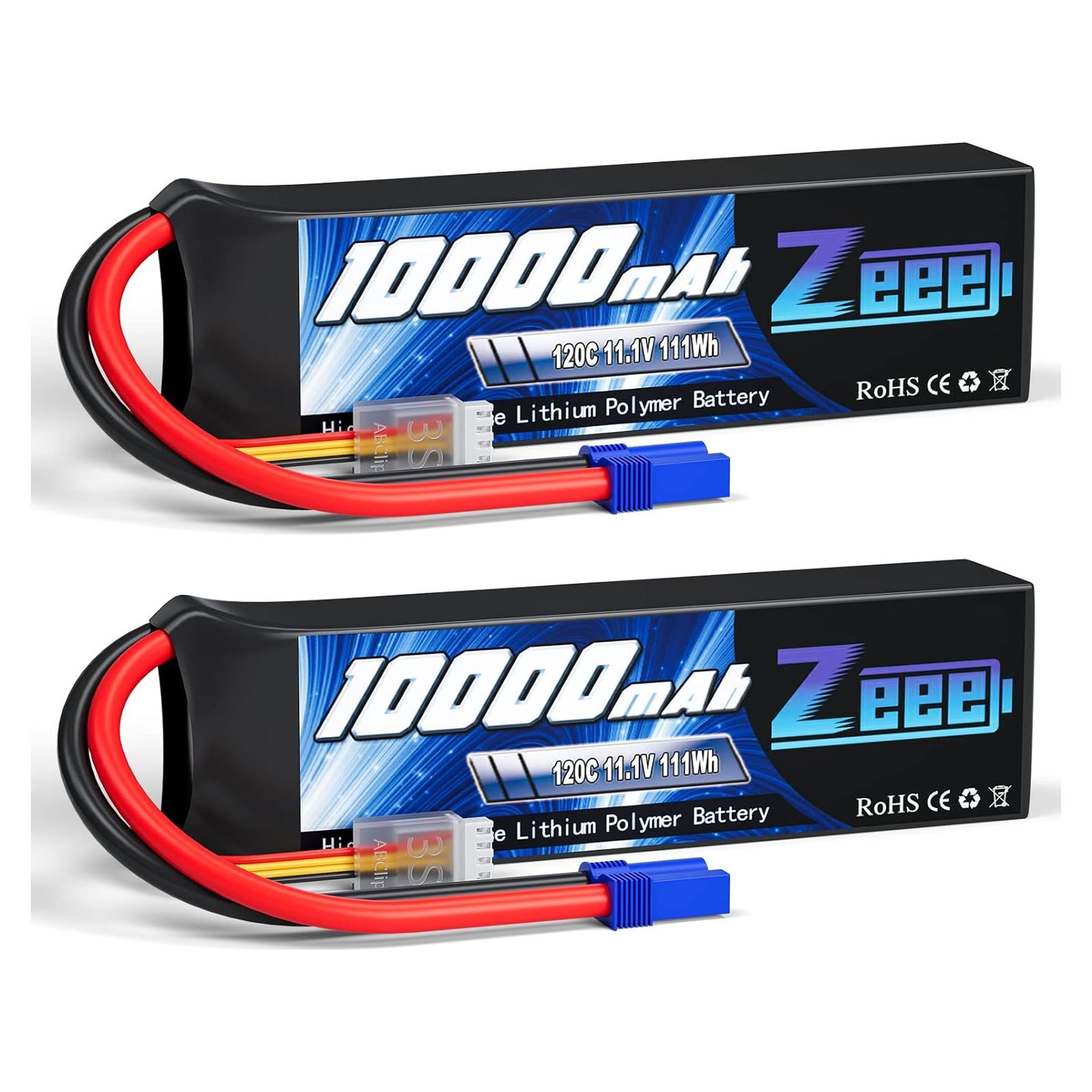 Batería Lipo Zeee 3S 10000mAh 11.1V 120C EC5 - Paquete de 2