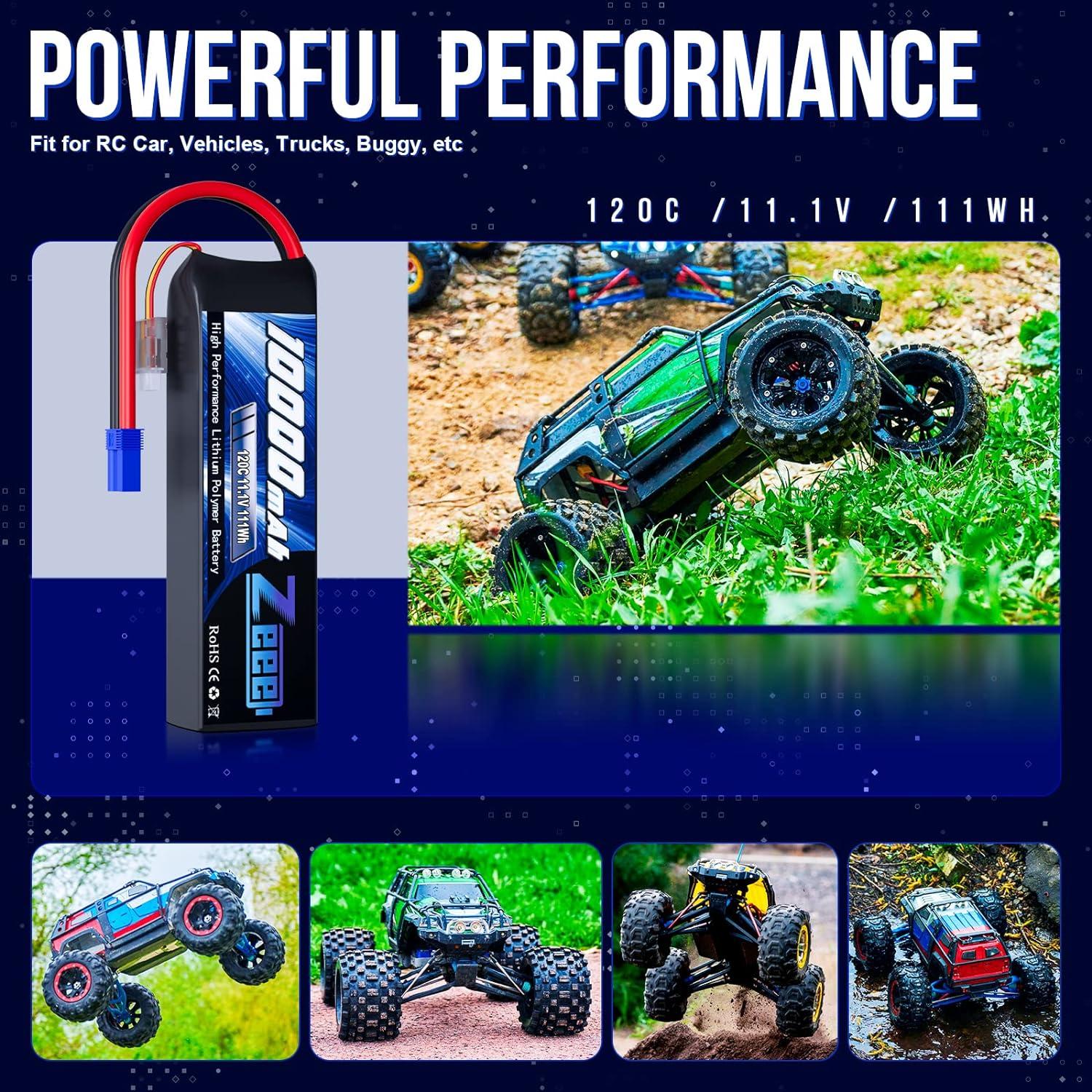 Batería Lipo Zeee 3S 10000mAh 11.1V 120C EC5 - Paquete de 2