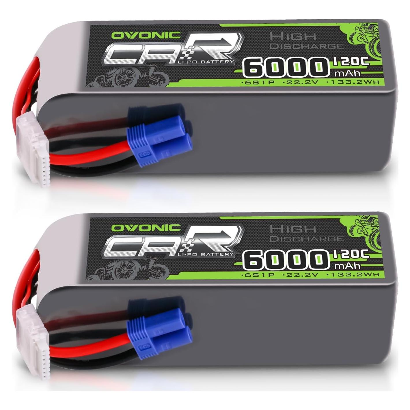 Batería LiPo OVONIC 6S 6000mAh 22.2V 120C - Paquete de 2