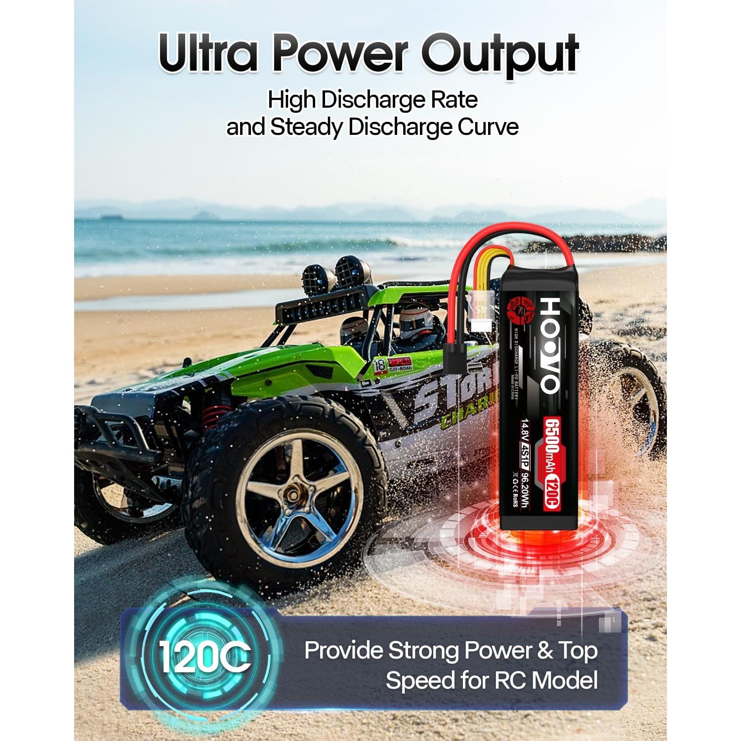 Batería Lipo HOOVO 4S 14.8V 6500mAh 120C - 2 Paquetes