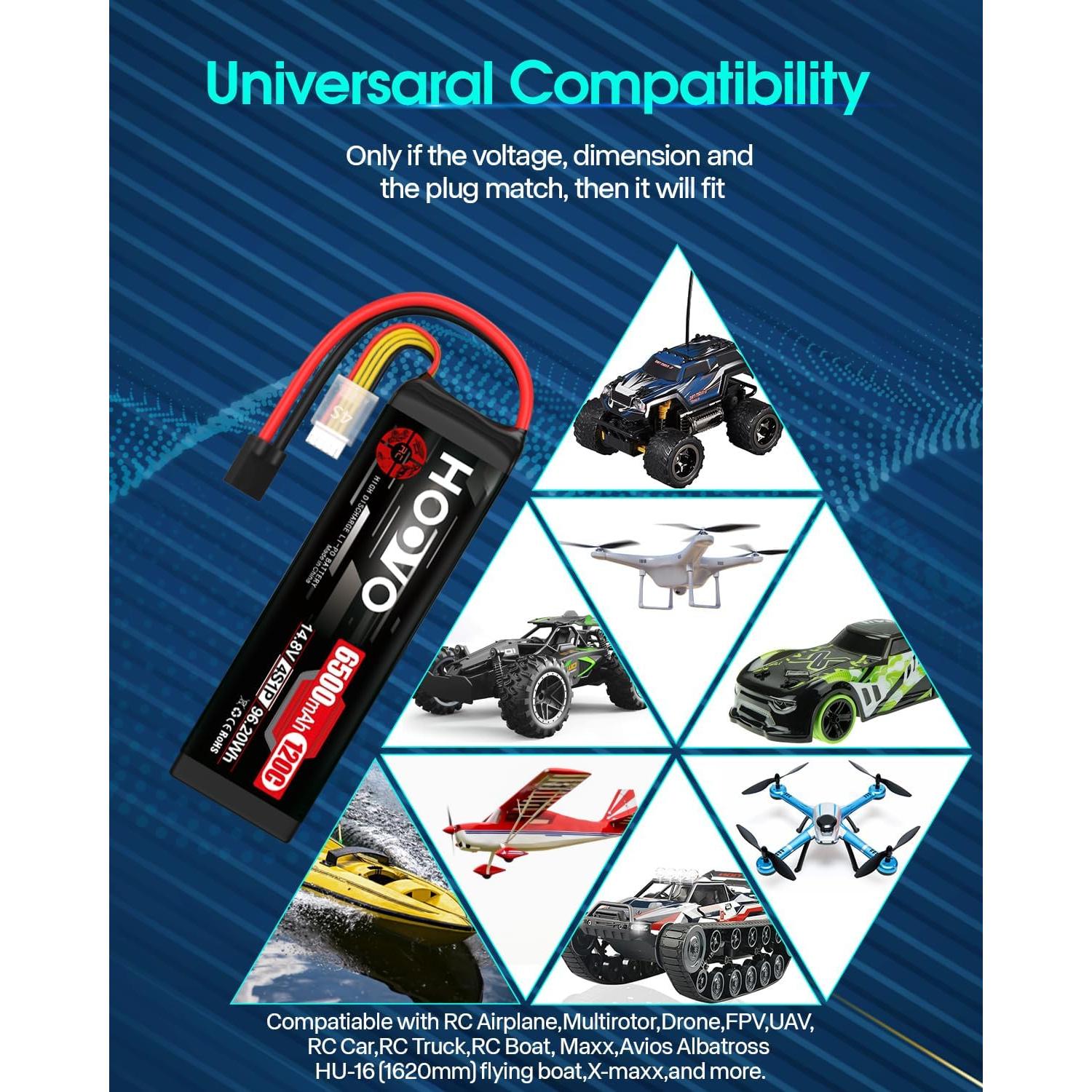 Batería Lipo HOOVO 4S 14.8V 6500mAh 120C - 2 Paquetes