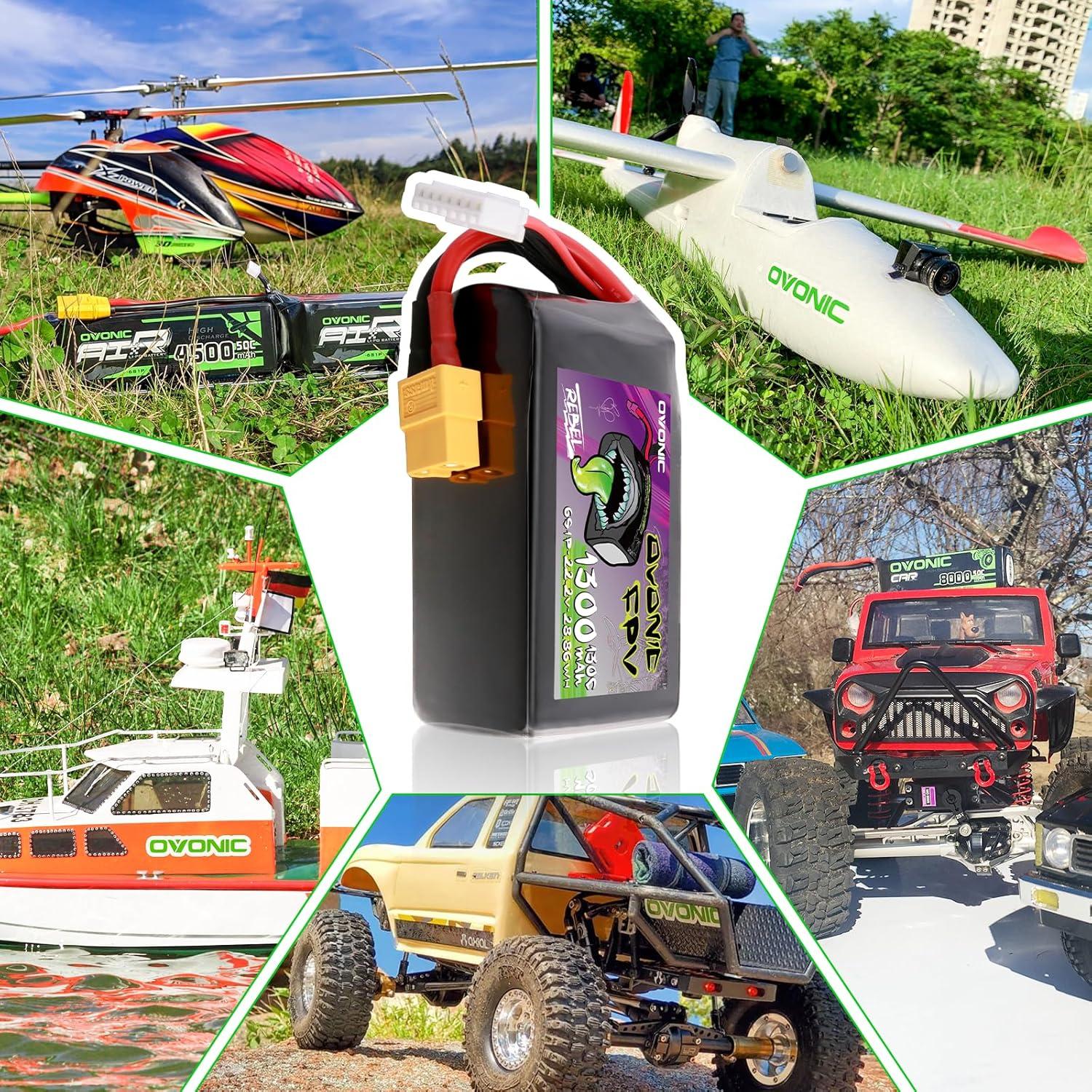 Batería Lipo 22.2V 1300mAh 130C OVONIC con Conector XT60 - Paquete de 2